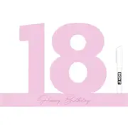 LMD 18 Birthday Fairy Floss MDF Signature Block Number Signage Decor Pink