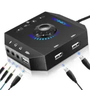 T10 External Sound Card, USB Audio Adapter for PC Windows, Mac, Linux, Laptops