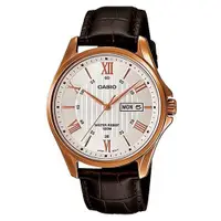 在飛比找ETMall東森購物網優惠-【CASIO】專業時尚羅馬紳士皮帶腕錶-白面(MTP-138
