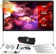 Projector Screen with Stand 100" 16:9 HD 4K Portable Foldable Indoor Outdoor