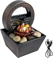 Tabletop Fountain Meditation Water Fountain with Light Creative Small Waterfall Fountain Decorations Sound Relaxation Fountain Ornament for Table Office Bedroom(C)