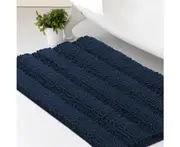 （Navy blue）Chenille Bath Mat Runner Non Slip Bath Mat for Bathroom