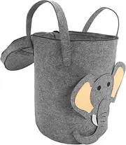 Cute Felt Laundry Hamper with Lid Adorable Multifunctional Storage Basket for Nursery and Playroom Organizing Basket Space Saving Design Elephant Shape