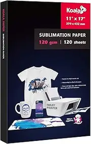 Koala 120 Sheets Sublimation Paper 11X17 for Heat Transfer DIY Gift Compatible with Epson Sawgrass Ricoh HP Canon Inkjet Printer with Sublimation Ink