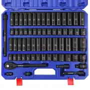 WORKPRO 65PC 1/2” Drive Impact Socket Sets 3/8"-1-1/4" 10-24mm Deep Shallow Kits