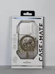 New Case-mate Phone Case Clear Gold Glitter Splatter For iPhone 15 Pro