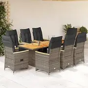 9 Piece Patio Furniture Set Poly Rattan Cushions Outdoor Table Chair Garden Bistro Chairs Porch Sets