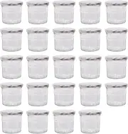 Argon Tableware Glass Jam Jars with Airtight Silver Lids - 130ml - Pack of 24 - Empty Screw Top Kitchen Storage Jar for Food, Honey, Spice, Pickling, Preserving, Candle Making