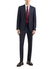 Emporio Armani M Line Slim Fit Single Breasted Notch Lapel Suit in Herringbone Stripe Wool