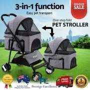 Pet Stroller Dog Cat Cage Carrier Travel Pushchair Foldable 3 IN 1 Seat Pram NEW