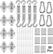YOFIT Shade Sail Hardware Kit 6 inch for Triangle Rectangle Sun Shade Sail Installation, 304 Grade Stainless for Garden Outdoors, 80 Pcs