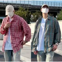 在飛比找蝦皮商城優惠-日本男士街頭嘻哈潮流長袖襯衫大口袋超大中性格子襯衫