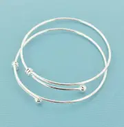 Silver Tone Brass Adjustable Bangle - 65mm - 1 Bangle - N571