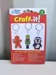 Baker Ross AW959 Christmas Suncatcher Keyrings Kits Pack 8 Festive Arts Craft
