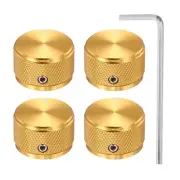 4 Pcs Aluminium Potentiometer Knobs, 1/4" (6mm), Diamond 5/8" Gold