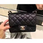 CHANEL MINI SQUARE COCO 方胖子 銀鍊羊皮 17CM