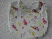 Bottlebrush &Wattle White Newborn Baby Bib Cotton Front Towelling Back Handmade