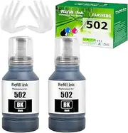 502 Ink Refill Bottles Compatible with Epson 502 Ink Refill Bottles for Ecotank ET-2850 ET-3850 ET-4850 ET-15000 ET-3830 ET-2760 ET-4760 ET-3760 ET-3843 ET-3710 ET-2700 Printer, 2 Bottles 2BK