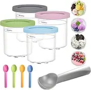 4 Pack Containers Replacement for Ninja Creami Pints and Lids, 16oz Cup Compatible with NC301 NC300 NC299AMZ Series Ice Cream Maker, Dishwasher Safe Leak Proof BPA-Free (4 pcs cream pints-300)