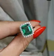 2.00 Ct Natural Cut Emerald Wedding Diamond Ring14K solid white gold