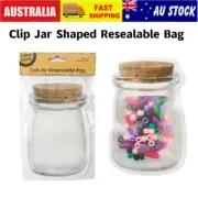 24pcs Clip Jar Shaped Resealable Bag 350ml Zip Lock Craft Reusable Snack Bags AU
