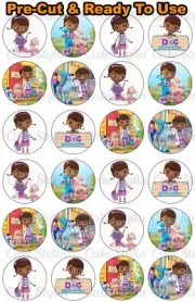 24 x Doc McStuffins Edible Wafer Paper Cupcake Toppers Birthday Cake PRE-CUT