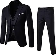 [Maiyifu-GJ] Slim Fit 3 Piece Suit for Men Casual Business Wedding Fashion Suits 1 Button Blazer Vest Pants Tuxedo Set