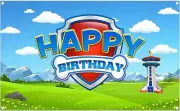 72x43inch Dog Paw Birthday Backdrop for Boy Girls Puppy Blue Sky Grass