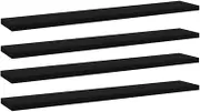 Black Engineered Wood Shelving Boards for Room, Kitchen and Pantry - 60x10x1.5cm - Ideal for Storage Shelf, Pack of 4 Organizers, Closet Rack