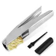 Stainless Steel Garlic Crusher Press Squeezer Mincer with Brush Extended Handle↣