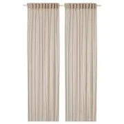 HÄLLEBRÄCKA sheer curtains, 1 pair, light beige/with heading tape, 145x250 cm