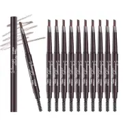 12-Piece Light Brown Eyebrow Set with Retractable Pencil and Brow Brush