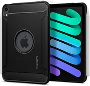 SPIGEN Rugged Armor for iPad Mini 7 A17 Pro/Mini 6 Generation Case (2024/2021) 8.3 inch, Air Cushion Protective Technology Sleek Carbon Fiber Precise Cutouts Cover - Black