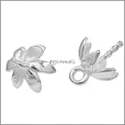 2PC Sterling Silver Flower Glue In Pearl / Bead Cup / Cap #97037