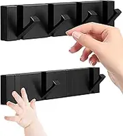 2 Pack Waterproof Mothproof Folding Hideaway Coat Hooks，Retractable Hook，Space-Saving Hanger，Coat Hooks Wall Mounted，Aluminum Heavy Duty Wall Hooks，Wall Mounted Folding Coat Rack for Hat，Towel，Bag，Key