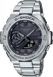 [Casio] G-Shock GSTB500D-1A1 Analog Digital Silver Strap Men's Watch, Black Dial, 46.6 × 48.9 × 12.8 mm