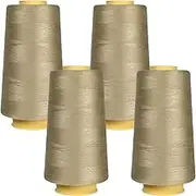 Superpunch Sewing Thread Polyester, 3000 Meters. SuperSew, Quilting, Serger Thread. (Pack of 4, Haystack Beige 2176)