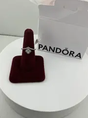 Authentic Pandora Sterling Silver 925 Square Sparkle Wishbone Ring 198420C01 NEW