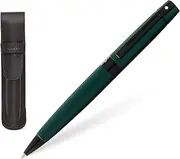 Sheaffer 300 Matte Green Pen with Contrating Black PVD Trims and Matching Pouch gift Set (Ballpoint)