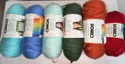 6 Pack Caron Simply Soft Solids Yarns-Robin's Egg, Berry Blue, Soft Green, Red