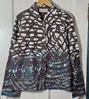 Life Styles Jacket Blazer Large NWT Patchwork Swirls Raw Edge Art to Wear Boho