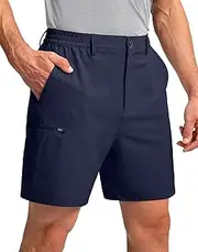 [Keevoom] Mens Hiking Cargo Shorts Quick Dry Lightweight Flat Front Dress Short for Work Golf Travel Camping Pants, Navy, 30