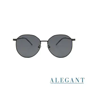 【ALEGANT】暗耀黑簡約精緻金屬圓框墨鏡/UV400太陽眼鏡