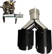 1 Pcs Universal Car Carbon Fiber Glossy Muffler Tip Polishing Y Shape Double Exit Exhaust Pipe Mufflers Nozzle Decoration(51mm-89mm-Left)
