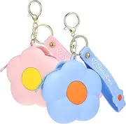 [TENDYCOCO] Short Design Wallet for Girls 2Pcs Silicone Coin Purses Zipper Closure Mini Wallet for Women Small Earphone Bag Cartoon Flower Shape Wallet Women Small Wallet