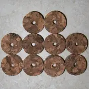 10 LARGER GRAIN MEDIUM BURNT BURL CORK RINGS 1 1/4" D x 1/2" H x 1/4" I.D.
