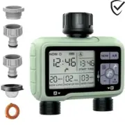 Water Timer for Garden Hose, Dual-Outlet Smart Sprinkler with Auto Mode