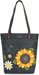[CHALA] Deluxe Everyday Tote Women Shoulder Purse Handbag, Sunflower - Navy, One Size, Tote