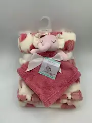 HTF New Baby Gear Pink Cream Elephant Baby Blanket & Lovey Security set Tags