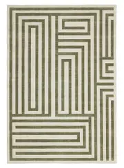 Waimea Green Geometric Washable Rug